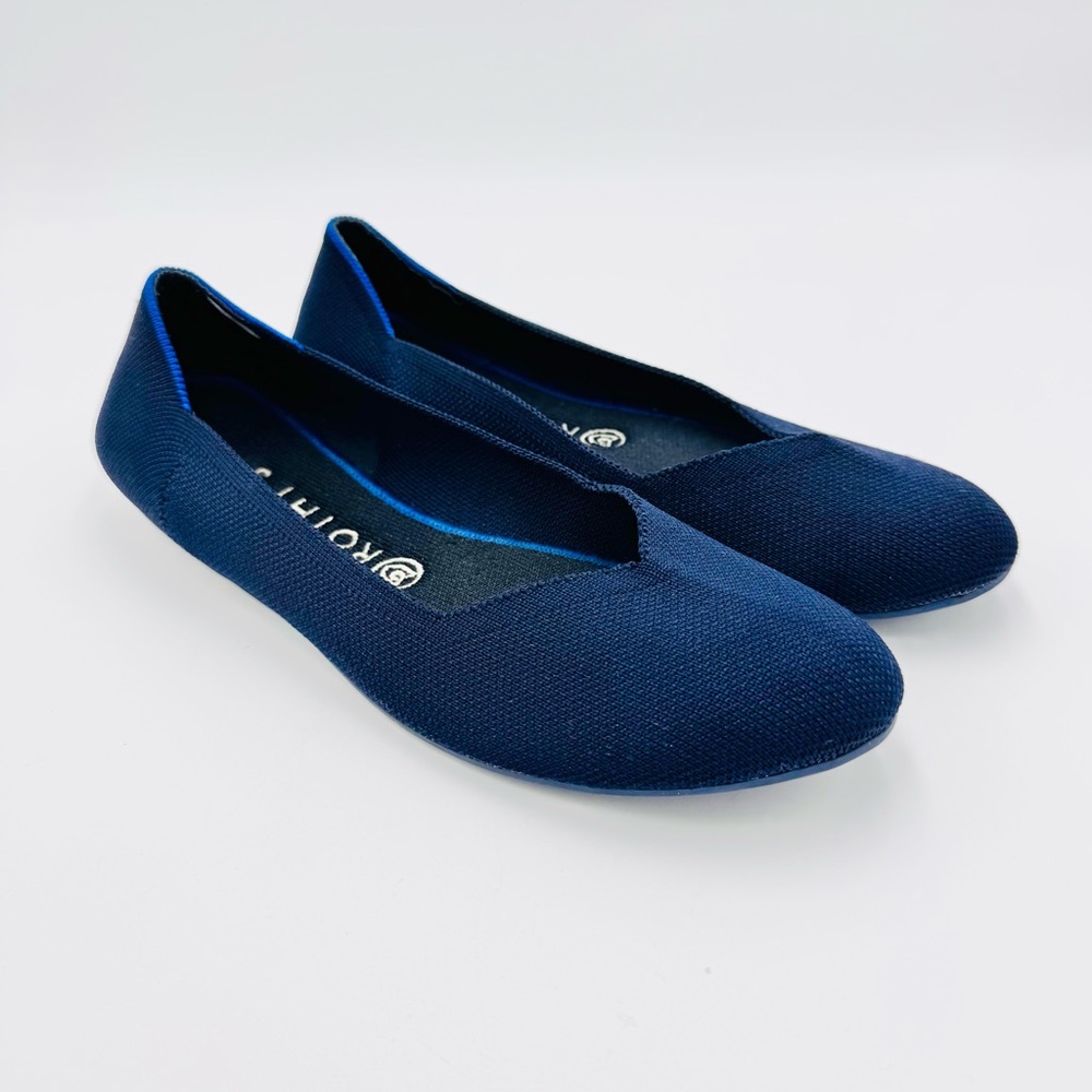Rothy’s Womens Size US 9.5 Navy Blue Round Toe Comfort Slip On Ballet Flats